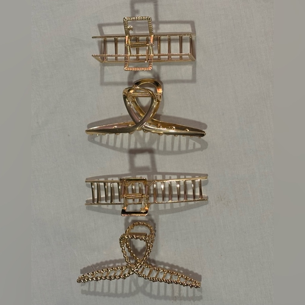 3/$15 | Hair Claw Clips | Gold Pearl Minimal Chic